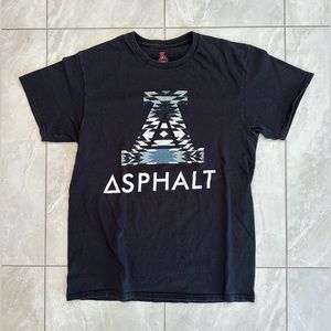 Asphalt Yacht Club Logo T-Shirt - Black / White / Blue, Medium